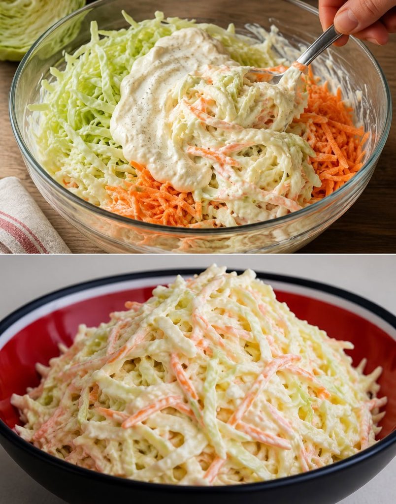 Denna fantastiska coleslaw är klar på bara 10 minuter. Krispig, fräsch och perfekt som ett snabbt tillbehör.